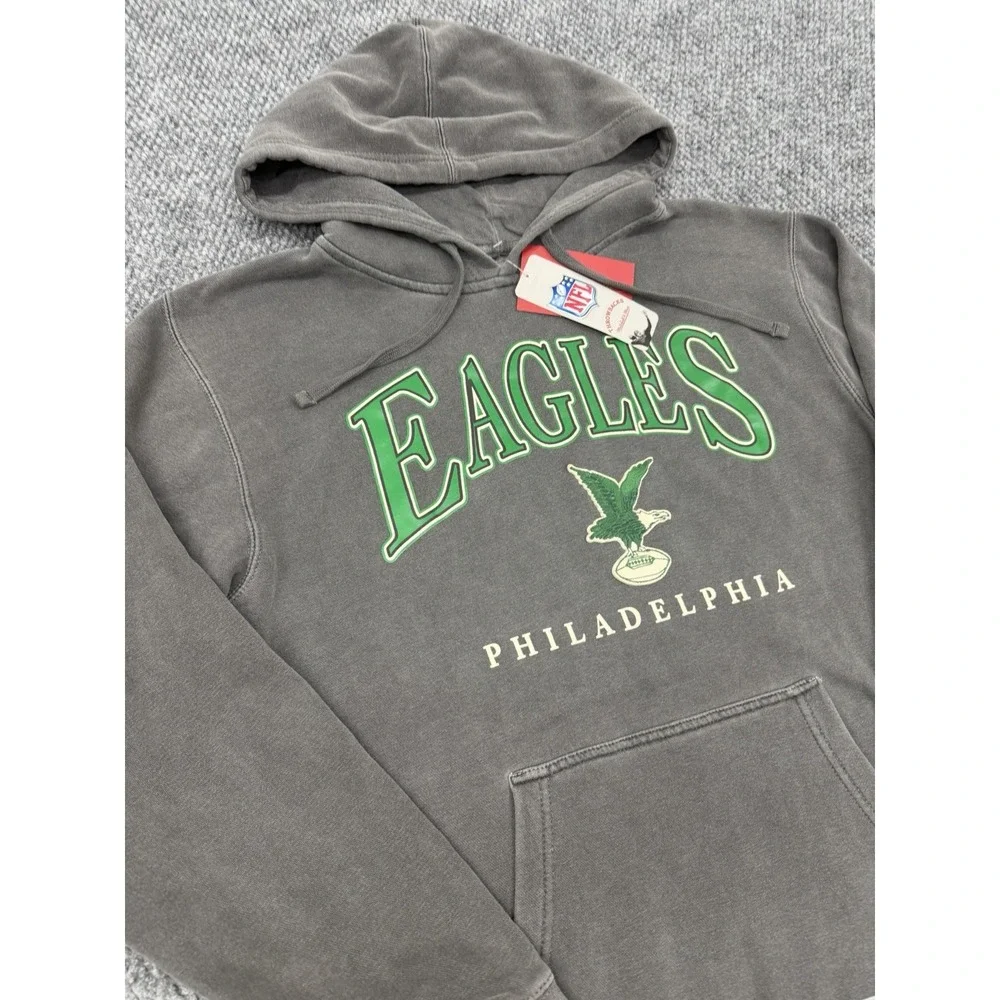 Philadelphia Eagles Mens Medium Mitchell & Ness Throwback Logo Hoodie Sweatshirt